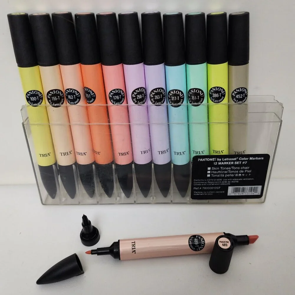 PANATONE TRIA by Letraset Art Color Markers 3 Tip w/Case EXCELLENT Tested D/C